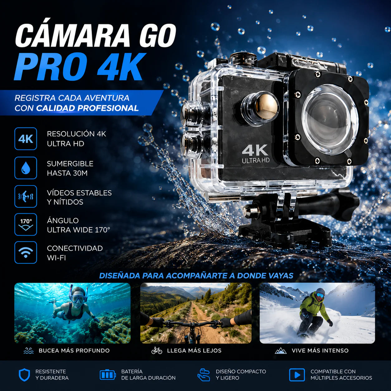 🚨 ÚLTIMAS UNIDADES DISPONÍVEIS 🎥 Cámara GoPro 4K 🔥 🚚 Paga al recibir tu pedido